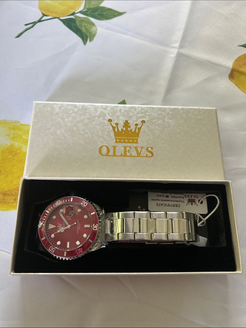 NEW Men's Stainless Steel Watch with Red Dial